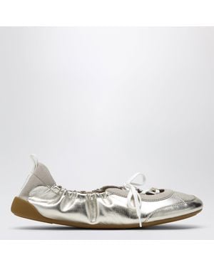Chloé Sneakers Ballerines Kick En Nappa Métallisé - Blanc