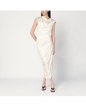 ワンピース ALEXANDER MCQUEEN IVORY ASYMMETRICAL DRAPED DRESS McQueen Ivory Asymmetrical Draped Dress in White | Lyst