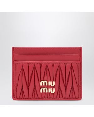 Miu Miu Matelassé Nappa Card Holder - Red