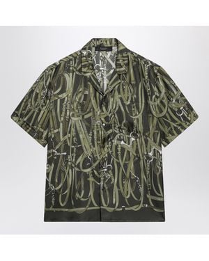 Gucci Camicia Bowling Verde Scuro