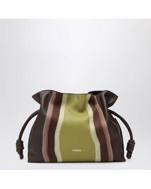Loewe Flamenco Medium Clutch In Chocolate/light Moss - Green
