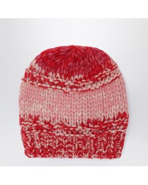 Roberto Collina Berretto /rosa effetto mouliné - Rosso