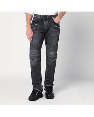 Balmain Washed Slim Biker Jeans - Blue