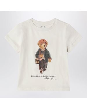 Polo Ralph Lauren Cream-Colored Polo Bear Cotton T-Shirt - White