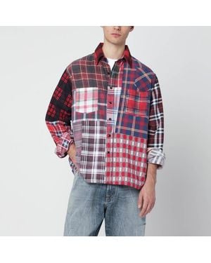 Needles Camicia patchwork motivo check in cotone - Rosso