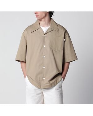 Ami Paris Taupe Cotton Bowling Shirt - Natural