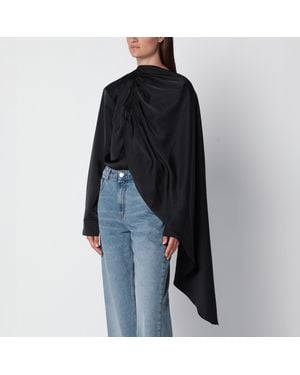 Source Unknown Koa Draped Satin Blouse - Black