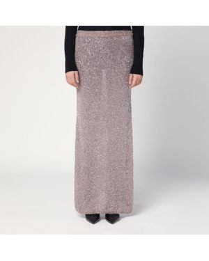 Balenciaga Maxi gonna chiaro/argento con paillette - Grigio