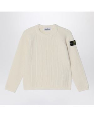 Stone Island Beige Wool-blend Jumper - White
