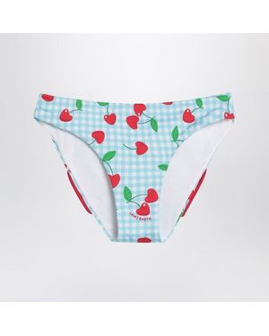 Mc2 Saint Barth Madame Slip With Vichy And Cherries Pattern - White