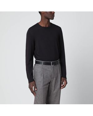 Drumohr Truffle Coloured Wool Crew Neck Sweater - Black
