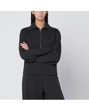 Lemaire Maglia con zip marrone in misto lana - Nero