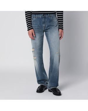 Dolce & Gabbana Washed-Effect Jeans With Logo Plaque - Blue