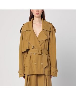 ANDAMANE Double-Breasted Overcoat - Green