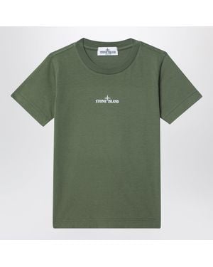 Stone Island T-Shirt Vert Militaire Avec Imprimés Logo
