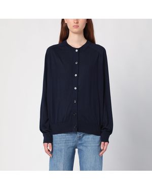 Bottega Veneta Navy Cashmere Cardigan - Blue
