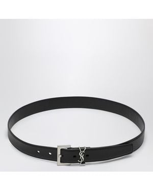 Saint Laurent Cassandre Smooth Leather Belt - Brown