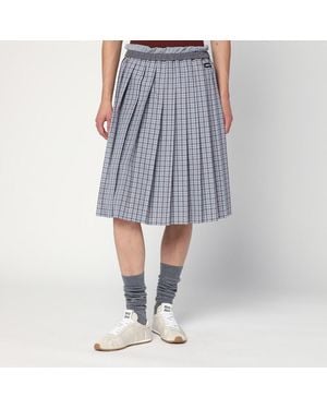 Miu Miu Pleated Skirt/Bordeaux Check Pattern - Blue