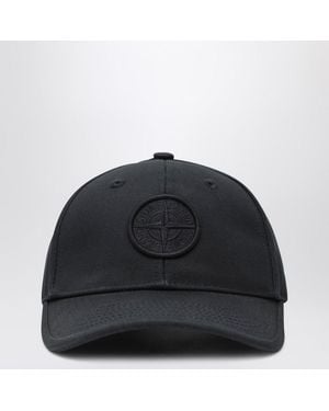 Stone Island Marineblaue Baseballkappe Mit Logo - Schwarz