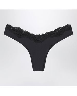 Skims Schwarzer Hochgeschnittener String Aus Stretch-Spitze