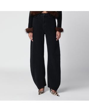 ROTATE BIRGER CHRISTENSEN Draped Barrel Leg Denim Jeans - Black