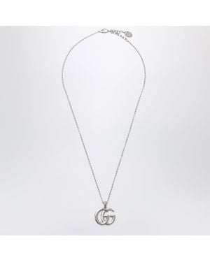Gucci Gg Marmont Necklace With-Tone Double G Pendant - White
