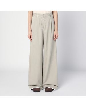 Palm Angels Cotton Wide Trousers - Natural