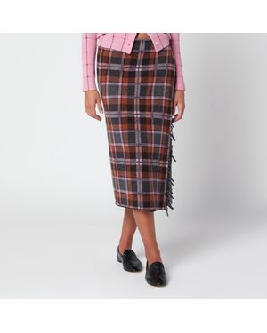 Guest In Residence Check-Patterned Wrap Midi Skirt - Red