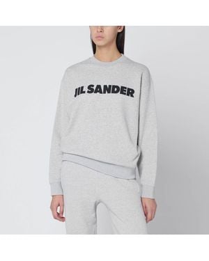 Jil Sander Felpa grigia chiara con stampa logo - Grigio