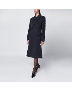Balenciaga Midi Godet Wool Coat - Blue