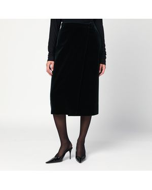Saint Laurent Velvet Wrap Midi Skirt - Black