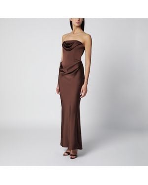ROTATE BIRGER CHRISTENSEN Strapless Maxi Dress With Bodice - Brown