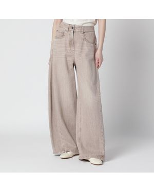 Brunello Cucinelli Wide-Leg Desert-Colored Jeans - Natural