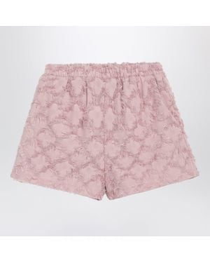 Douuod Patterned Shorts With Fringes - Pink