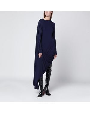 Sportmax Dark Draped Asymmetric Dress - Blue