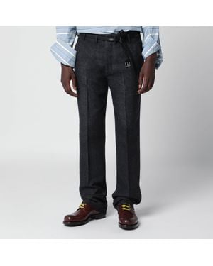 Prada Wool Pants With Chevron Pattern - Black