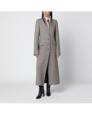 Dries Van Noten Single-Breasted Coat With Micro Pattern - Gray