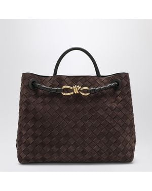 Bottega Veneta Andiamo Fondant Medium Bag In Suede - Black