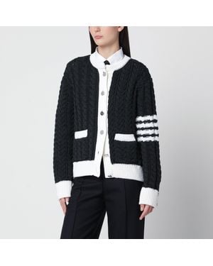 Thom Browne Cardigan Grigio Scuro - Nero