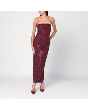 ROTATE BIRGER CHRISTENSEN Langes Bordeauxfarbenes Kleid Mit Pailletten - Rot