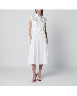 Valentino Midi Dress With Sangallo Embroidery - White
