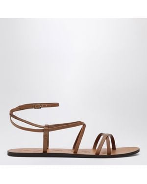 Manebí Cuoio Smooth Leather Crossover Sandals - Brown