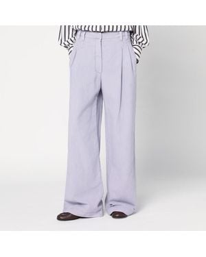 Brunello Cucinelli Pantalone ampio lilla in misto lino - Viola