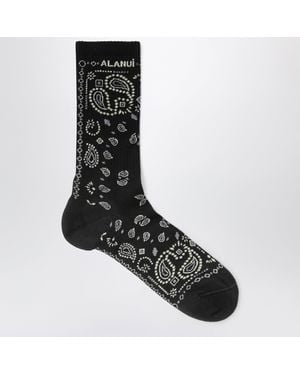 Alanui Cotton-Blend Bandana-Pattern Socks - Black