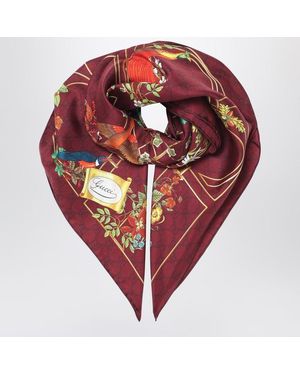 Gucci Silk Scarf With Flora Print - Red