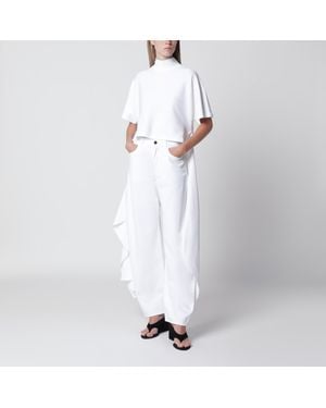 Alaïa Asymmetric Cotton Jersey T-Shirt - White