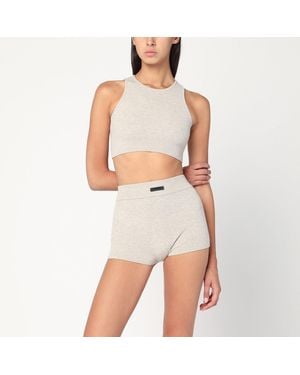 Fear Of God Ribbed Greige Cropped Top - White