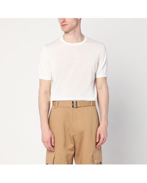 Drumohr Crew Neck T-shirt In Milky Cotton - Natural