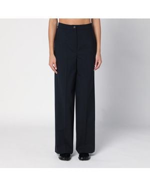 Department 5 Navy Blue Wool-blend Trousers - Black