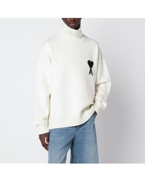Ami Paris Ami De Coeur Turtleneck Sweater - White